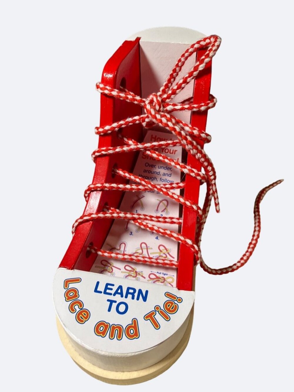 Melissa and Doug Learn to Lace and Tie Wood Shoe Toy